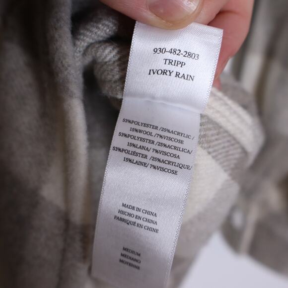 RAILS Tripp Shirt Jacket Ivory Rain Checkered Fleece Flannel Women's M - Picture 12 of 13